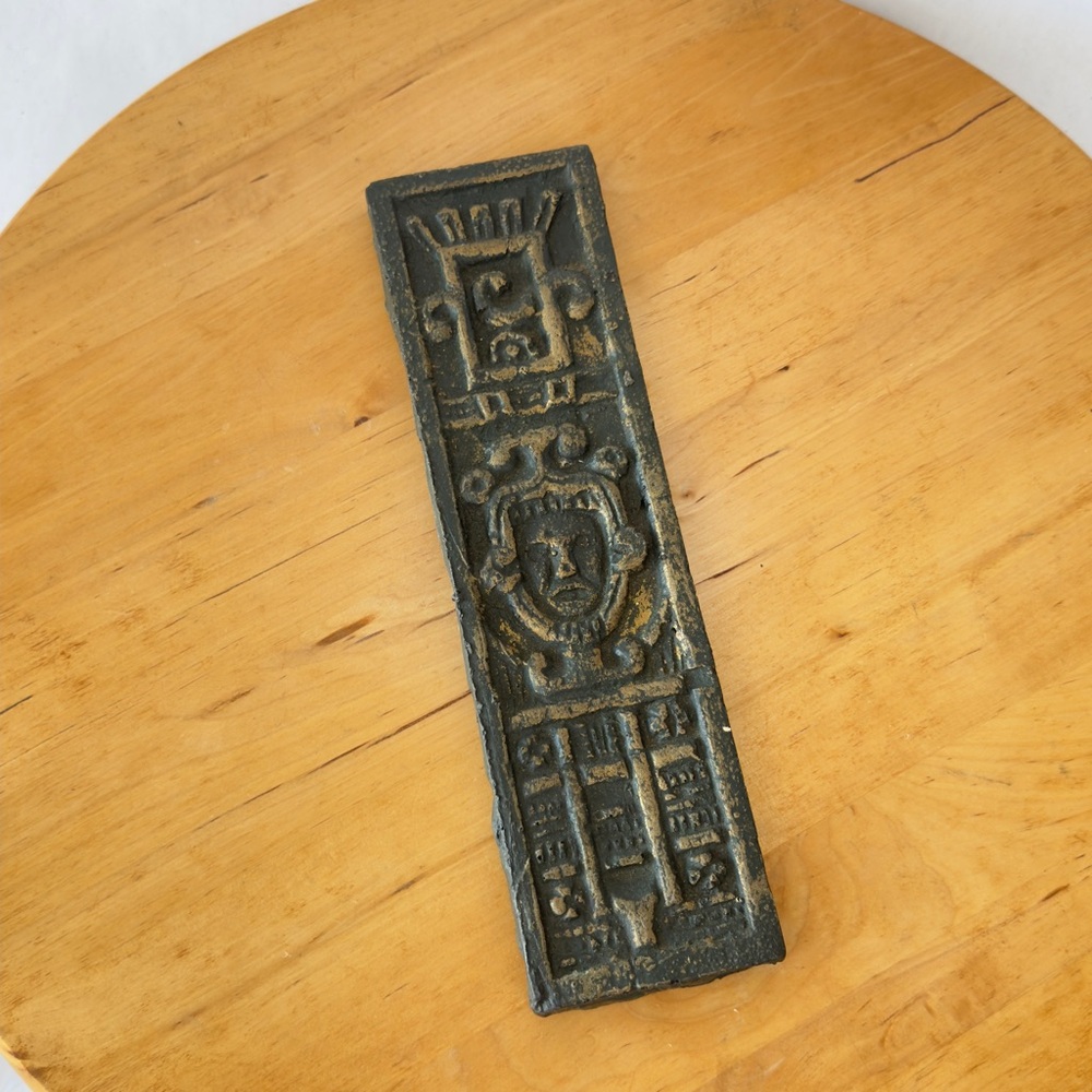 Aztec Mayan Relief Wall Hanging Carving Vintage Style Native Wall Panel Plaque